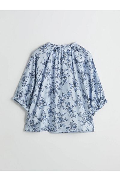 LC Waikiki Bluză LCW Grace Blue cu guler încrucișat cu flori din amestec modal
