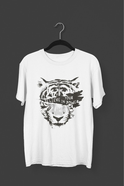 Butik Men/Women Believe in Your Power Transfer Printed Round Neck Short Sleev...