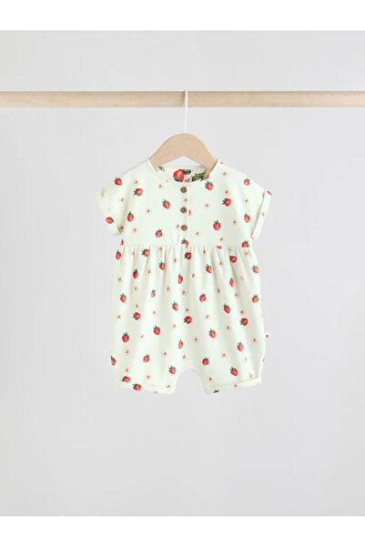 Next Baby 100% Organic Cotton Red and Blue Floral 3-Piece Romper Jumpsuit Set Alyag4756