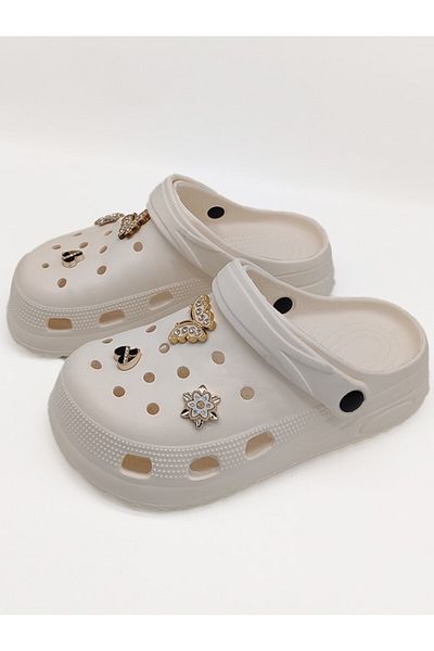 ONDR Terlik Comfortable Sole Sea Beach Cook Hospital Nurse Doctor Cross Sport Women's Sandals Cream Slippers