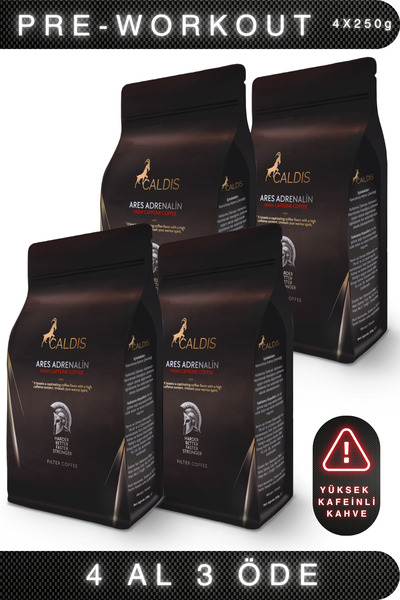 Caldis ® Ares Adrenalin™ 250 gr 4'lü Yüksek Kafeinli Pre-Workout Sporcu Kahvesi