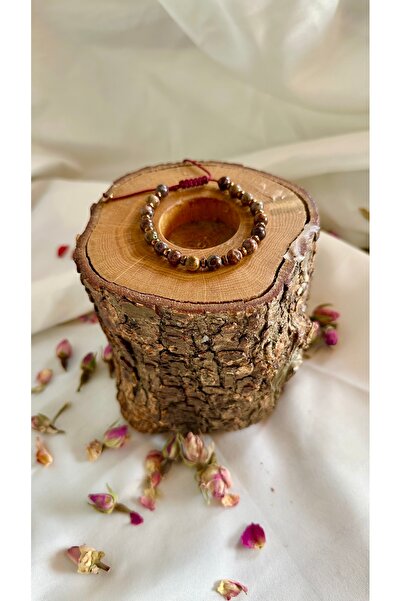 Butik Hakiki Doğal Taş Jasper Örme Ayarlanabilir Bileklik (Şans Cesaret Enerji)