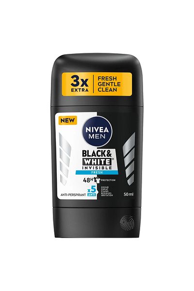 NIVEA ANTIPERSPIRANT STICK 50ML MEN INVISIBLE BLACK WHITE FRESH