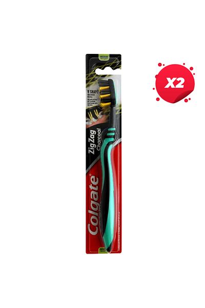 Colgate X2 - COLGATE ZIG ZAG TOOTHBRUSH CHARCOAL MEDIUM