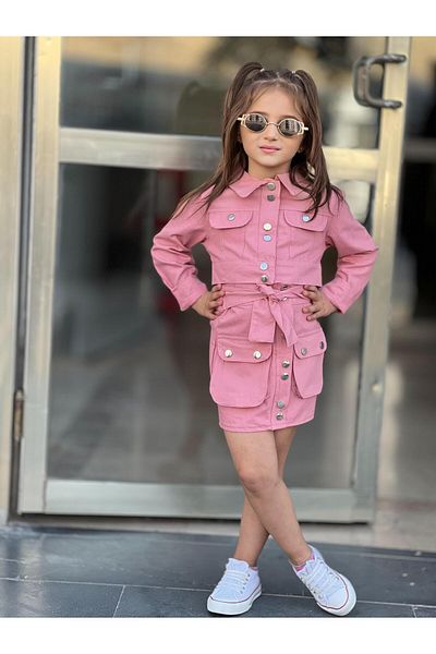 Amur Girl's Linen Suit Skirt and Jacket