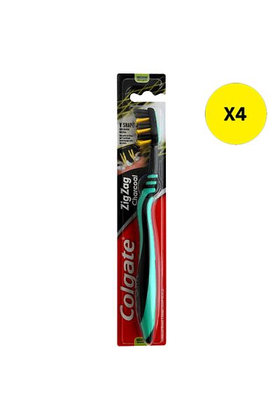 Colgate X4 - COLGATE ZIG ZAG TOOTHBRUSH CHARCOAL MEDIUM
