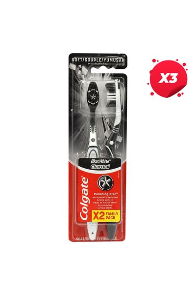 Colgate X3 - COLGATE TOOTHBRUSH MAX WHITE CHARCOAL SOFT 2PCS/SET
