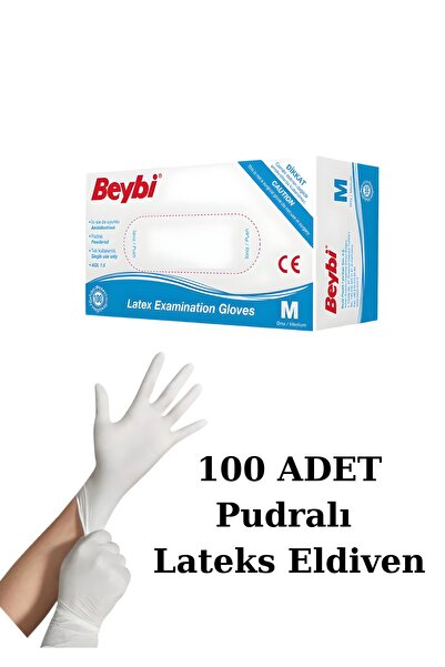 Vitapac Beybi Lateks Pudralı (M) Medium Beden Muayene Eldiven -100 lü Paket