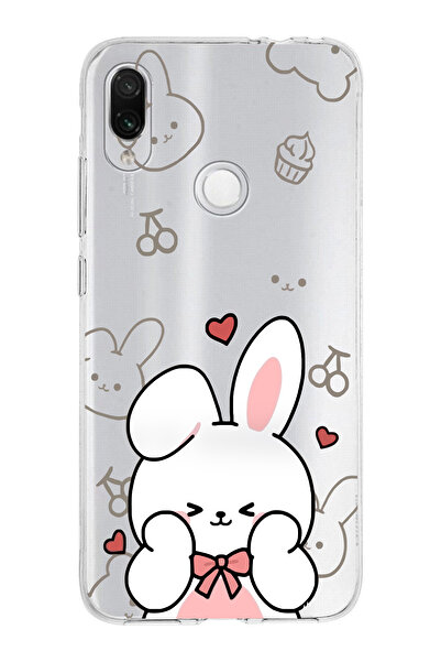 moonset Xiaomi Redmi Note 7 Uyumlu Sevimli Tavşan Tasarımlı Baskılı Şeffaf Te...