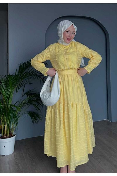 HASODİ Fisto Pattern Skirted Tesstur Suit
