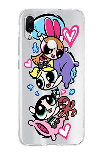 moonset Xiaomi Redmi Note 7 Uyumlu Powerpuff Girls Tasarımlı Baskılı Şeffaf T...