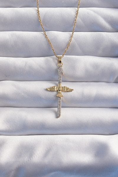 Skygo Gold Colored 316l Steel Zircon Stone Sword Model Phoenix Necklace - Tj-bko8986