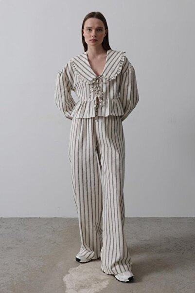 ALPACO Set de guler tip Peter Pan piese cu legături în față - Natural -COLECȚIE