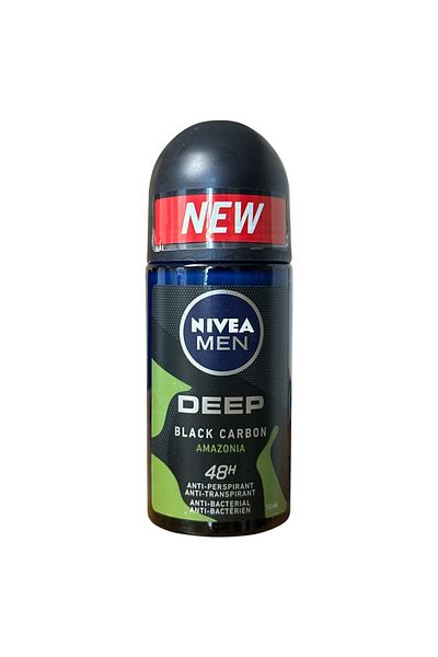 NIVEA ANTIPERSPIRANT ROLL ON 50ML MEN DEEP BLACK CARBON AMAZONIA 72H