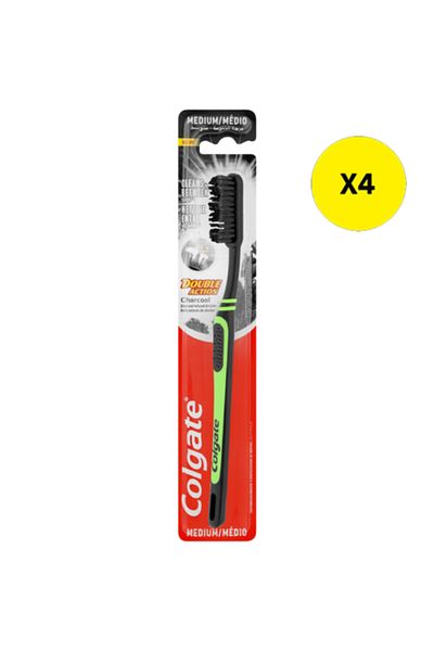 Colgate X4 - COLGATE DOUBLE ACTION TOOTHBRUSH CHARCOAL MEDIUM