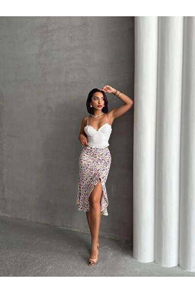 Lacesta ÇİÇEK DESEN YIRTMAÇLI ETEK