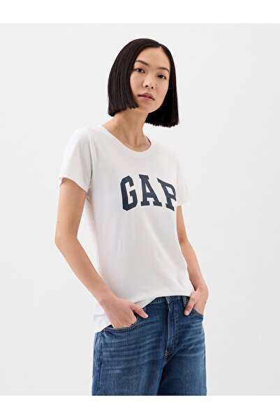 GAP Kadın Kırık Beyaz Gap Logo T-Shirt
