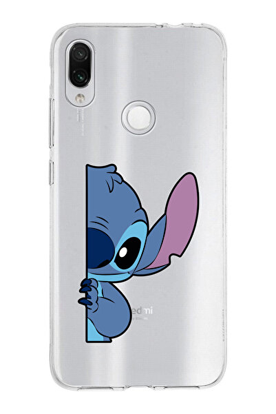 moonset Xiaomi Redmi Note 7 Uyumlu Stitch Tasarımlı Baskılı Şeffaf Telefon Kı...