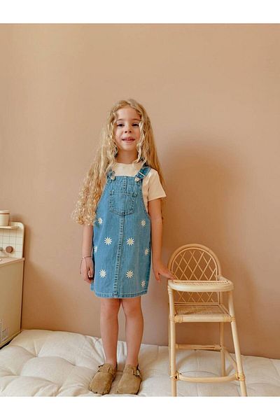 Baby Eid Wikiboom Embroidery Daisy Denim Gilet 100% Cotton