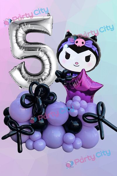 Party City Σετ με θέμα το μπαλόνι Kuromi Foil Age 5 - Μπαλόνι λουκάνικο - έναστρο - Μίνι σετ μπαλονιών γιορτής γενεθλίων