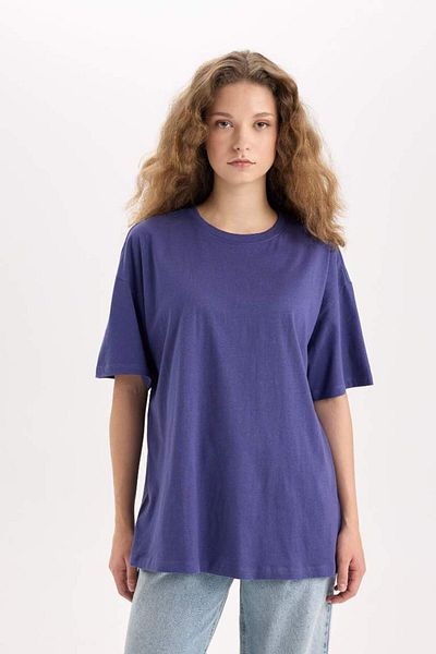 DeFacto Tricou oversize cu mânecă scurtă, cu decolteu lat, V4136az25sm
