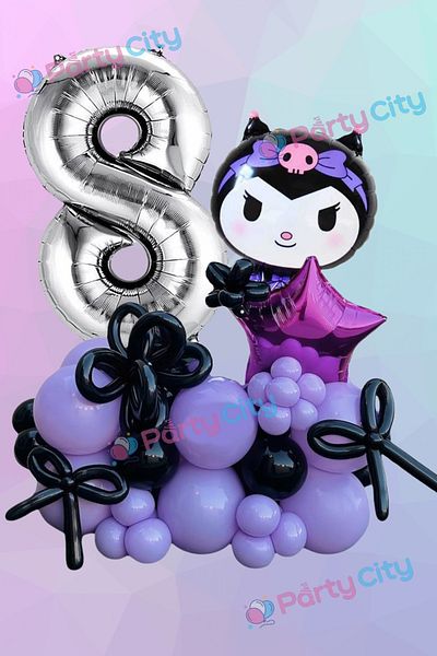 Party City 8 Years Old Kuromi Foil Balloon Themed Set - Sausage Balloon - Starry - Birthday Celebration Balloon Set Mini Set