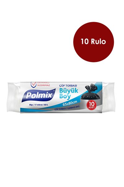 Polmix 10 Large Size 65 X 80 cm Garbage Bags - P103-10