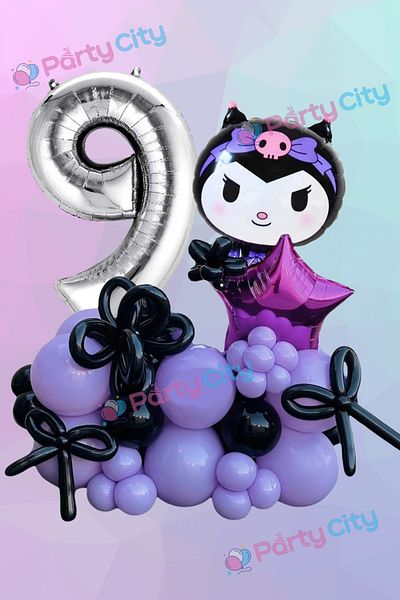 Party City Σετ με θέμα το μπαλόνι Kuromi Foil Age 9 - Μπαλόνι λουκάνικο - έναστρο - Μίνι σετ μπαλονιών γιορτής γενεθλίων