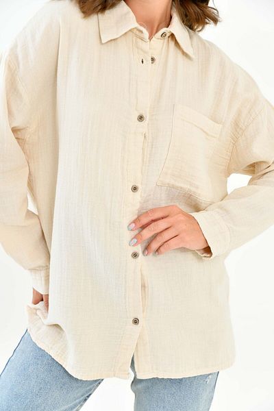 Butik Cămașă de muselină de damă bej - 100% bumbac