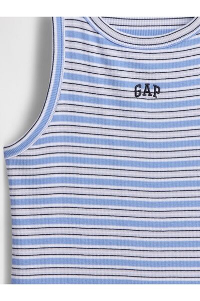 GAP Kadın Mavi Gap Logo Fitilli Halter Yaka Atlet