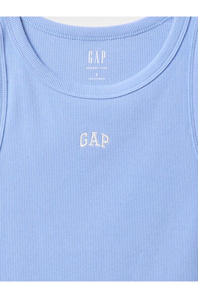 GAP Kadın Mavi Gap Logo Fitilli Halter Yaka Atlet
