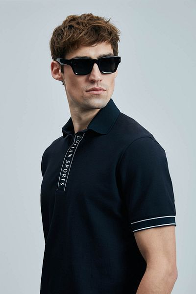 Lufian Ανδρικό μπλουζάκι με γιακά πόλο Lord Navy Blue 111040207