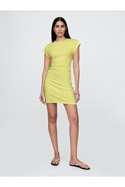 GAP Kadın Sarı Modern Fırfırlı Mini Elbise