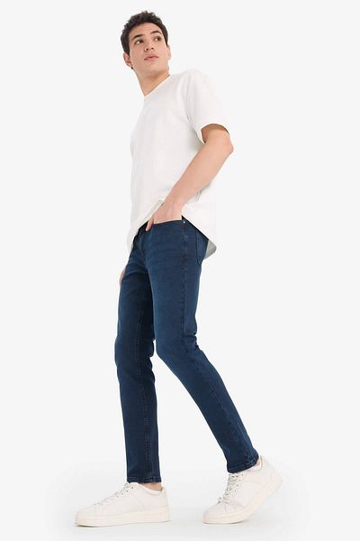 DeFacto E8200 Indigo Pedro Slim Fit Skinny Fit Κανονική μέση στενή παντελόνι Jean