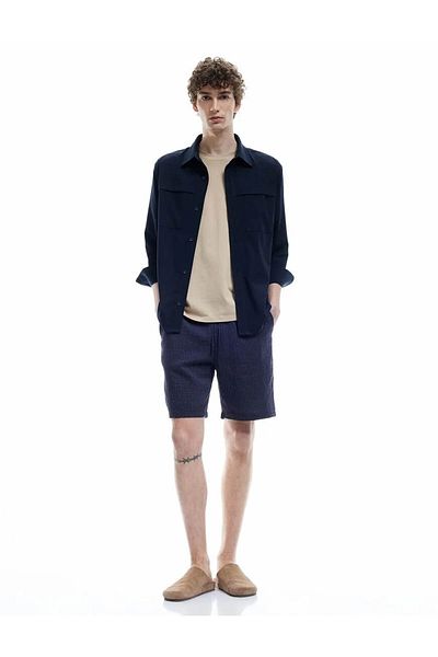 Koton Lace-Up Pocket Viscose Blended Navy Blue Men's Shorts 5Sam40025Hw