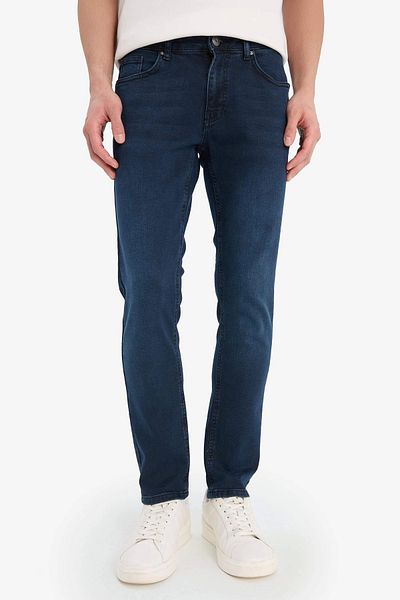 DeFacto E8200 Indigo Pedro Slim Fit Skinny Fit Κανονική μέση στενή παντελόνι Jean