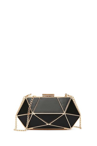 Derimod Women's Black Long Chain Strap Mini Box Evening Dress Bag 25Sbd 296318
