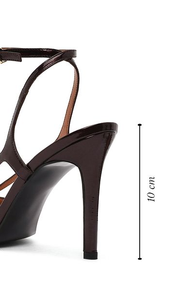 Derimod Women's Burgundy Ankle Strap High Thin Heeled Leather Sandals 25Sfd 161516