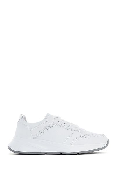 Derimod Women's White Lace-Up Thick Sole Leather Sneaker 25Sfd 420418