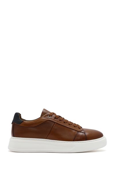 Derimod Men's Tan Laced Thick Soled Leather Sneaker 25Sfd 612818