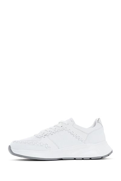 Derimod Women's White Lace-Up Thick Sole Leather Sneaker 25Sfd 420418