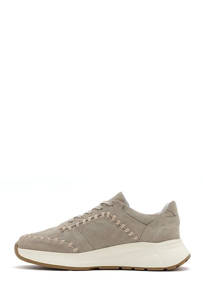 Derimod Women's Beige Lace-Up Thick Soled Suede Leather Sneaker 25Sfd 420410