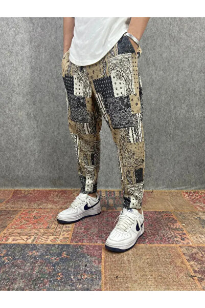 FıttingRoom Beli Lastikli Bohem Desenli Baggy Pantolon