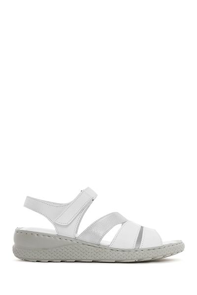 Derimod Women's White Strappy Leather Comfort Sandals 25Sfd 321814