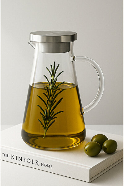 Vivien Home Borosilikat Cam 1.8 ml Zeytinyağı Sıvıyağı Şişesi Yağdanlık Yağlı...