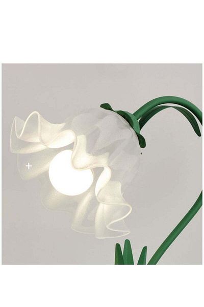 COOYA Decorative table lamp,floral shape,glass lampshade,cold and warm light,adjustable brightness,red