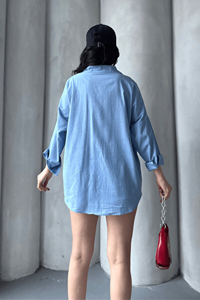 Paw Garage Cămașă oversize din in pentru femei Harper, cu buzunare duble, colecția de vară 2025