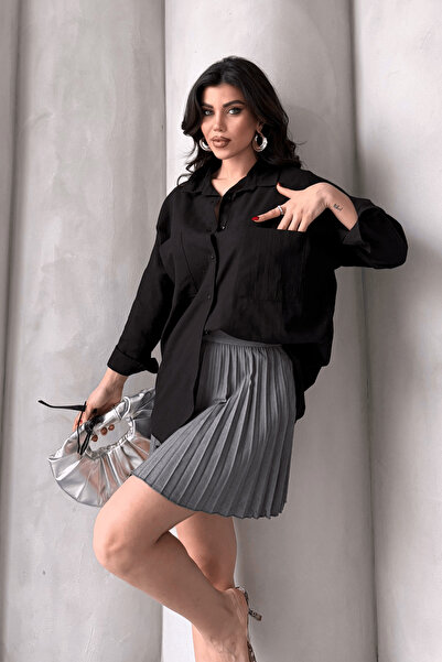 Paw Garage Women's Harper Double Pocket Oversize Linen Shirt, 2025 Summer Collection