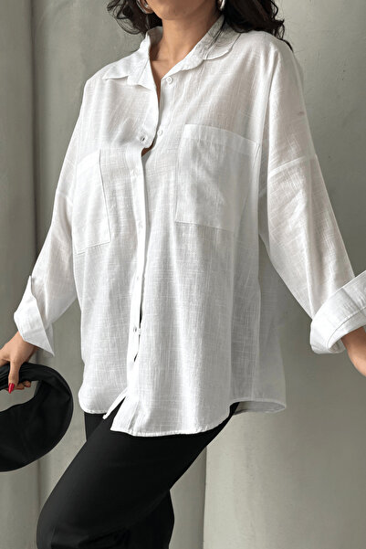 Paw Garage Γυναικείο λινό πουκάμισο Harper με διπλή τσέπη, καλοκαιρινή συλλογή 2025