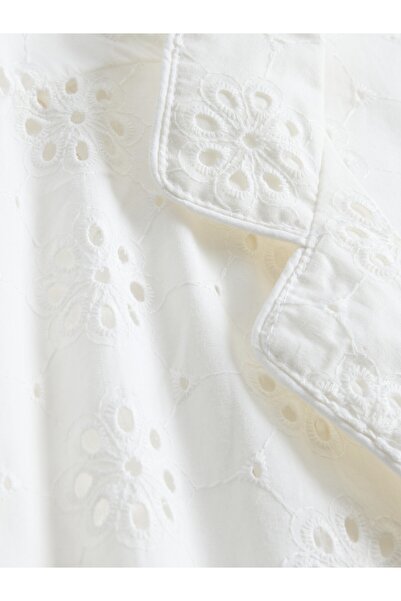 GAP Kadın Beyaz Eyelet Poplin Pijama Üstü